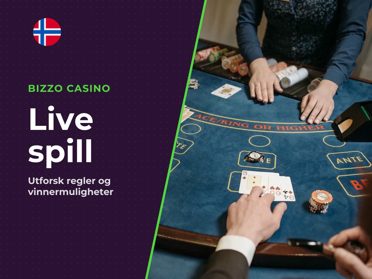 Live-format, vert og spillekort. Live-formatet i